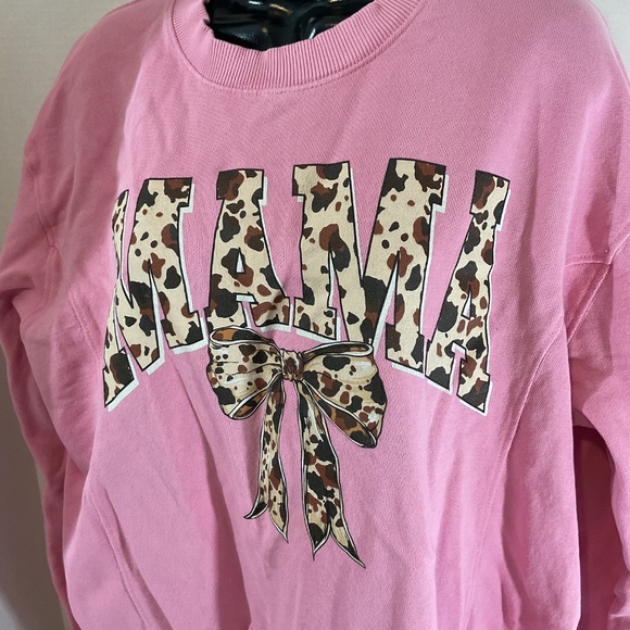 Simply Southern Mama Cow Print Pink Sweater Size Medium - Picture 9 of 10